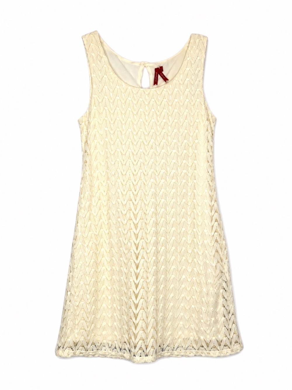 Red Camel Cream Crochet Lace Sleeveless Shift Dress Size Medium